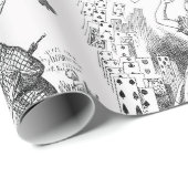 Alice im Wunderland Schwarz-weiß Toile Quotes Geschenkpapier (Rolleneckpunkt)
