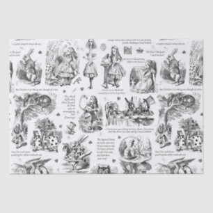 Alice im Wunderland Schwarz-weiß Toile Quotes Seidenpapier