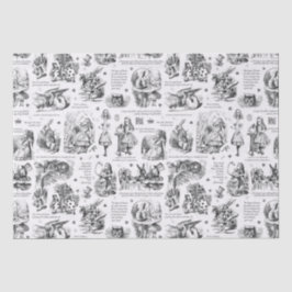 Alice im Wunderland Schwarz-weiß Toile Quotes Seidenpapier