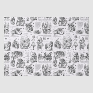 Alice im Wunderland Schwarz-weiß Toile Quotes Seidenpapier