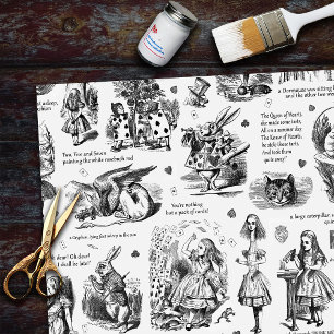 Alice im Wunderland Schwarz-weiß Toile Quotes Seidenpapier
