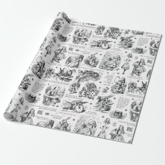 Alice im Wunderland Schwarz Weiß Toile Zitate Geschenkpapier