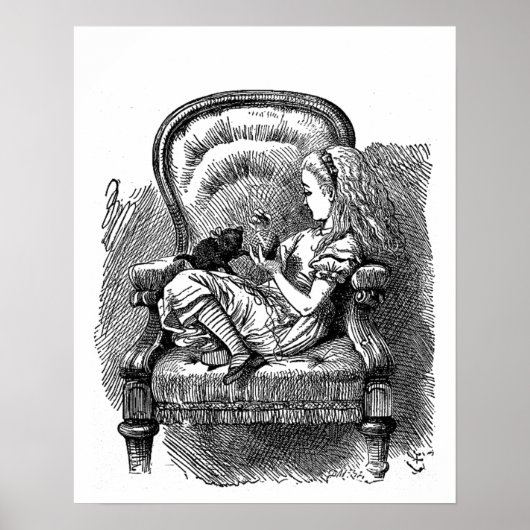 Alice im Wunderland schwarzes Kätzchen Vintag anti Poster (Vorne)