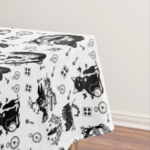 Alice im Wunderland Schwarzweiß-Design Tischdecke