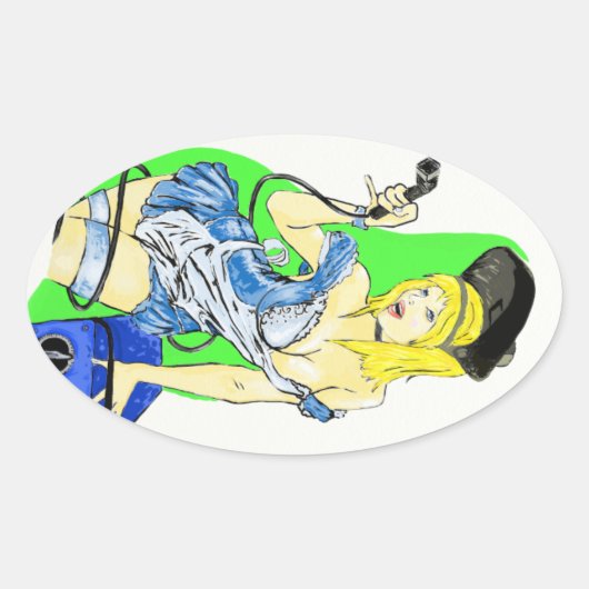 Alice im Wunderland Schweißkleber Ovaler Aufkleber (Vorderseite)