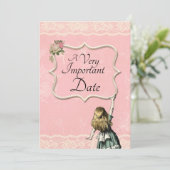 Alice im Wunderland Sehr wichtig Hochzeit Save The Date (Stehend Vorderseite)