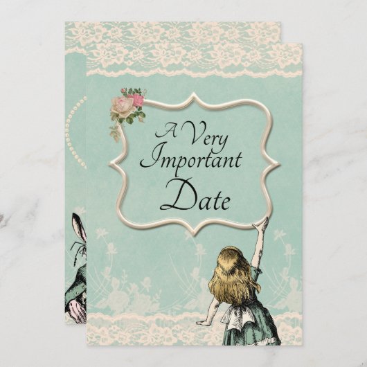 Alice im Wunderland Sehr wichtiges Datum Hochzeit Save The Date (Vorne/Hinten)