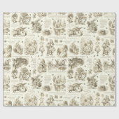 Alice im Wunderland Sepia Beige Toile Quotes Geschenkpapier (Flach)