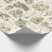 Alice im Wunderland Sepia Beige Toile Quotes Geschenkpapier (Ecke)