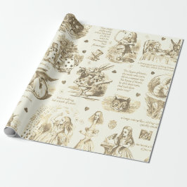Alice im Wunderland Sepia Beige Toile Quotes Geschenkpapier
