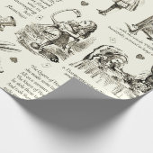 Alice im Wunderland Sepia Beige Toile Quotes Geschenkpapier (Ecke)