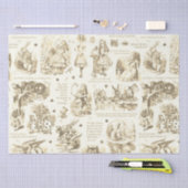 Alice im Wunderland Sepia Beige Toile Quotes Seidenpapier (Handwerk)