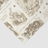 Alice im Wunderland Sepia Beige Toile Quotes Seidenpapier (Detail)