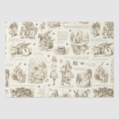 Alice im Wunderland Sepia Beige Toile Quotes Seidenpapier (Vorderseite)