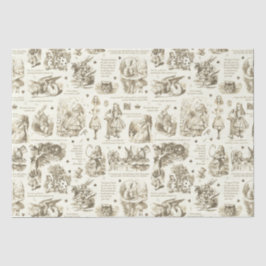 Alice im Wunderland Sepia Beige Toile Quotes Seidenpapier