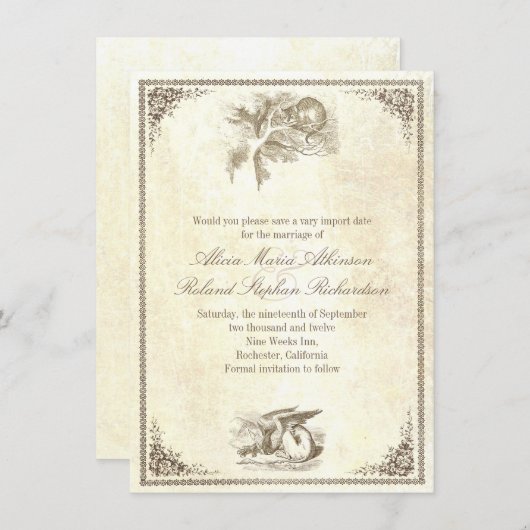 Alice im Wunderland speichern der Datumskarten Save The Date (Vorne/Hinten)