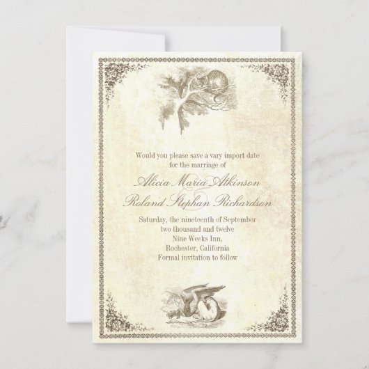 Alice im Wunderland speichern der Datumskarten Save The Date (Vorderseite)