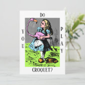 Alice im Wunderland "Spielst du Krokett?" Einladun Einladung (Stehend Vorderseite)