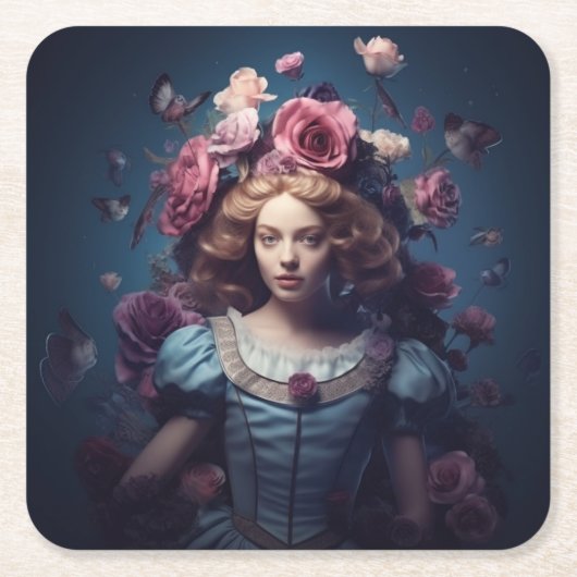 Alice im Wunderland Square Paper Untersetzer (Vorderseite)