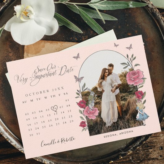 Alice im Wunderland Stift uns im Kalender Foto Save The Date
