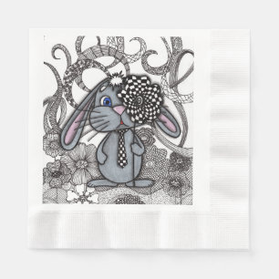Alice im Wunderland Stil-Hasen-Doodle-Art-Party N Serviette