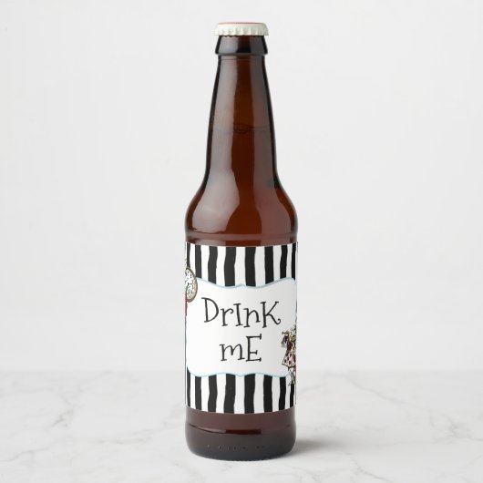 Alice im Wunderland Streifen Party Bierflaschenetikett (Vorderseite)