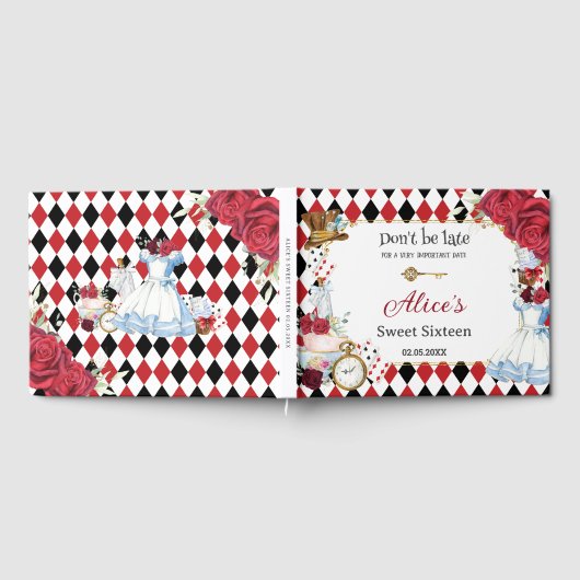 Alice im Wunderland Sweet 16 Birthday Bridal Baby Gästebuch (Voll)