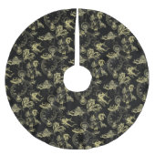 Alice im Wunderland Tea Black Gold Tree Skirt Polyester Weihnachtsbaumdecke (Vorderseite)