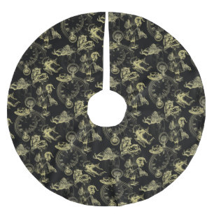 Alice im Wunderland Tea Black Gold Tree Skirt Polyester Weihnachtsbaumdecke