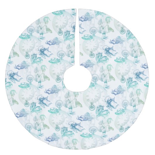 Alice im Wunderland Tea Blue Green Tree Skirt Polyester Weihnachtsbaumdecke (Vorderseite)