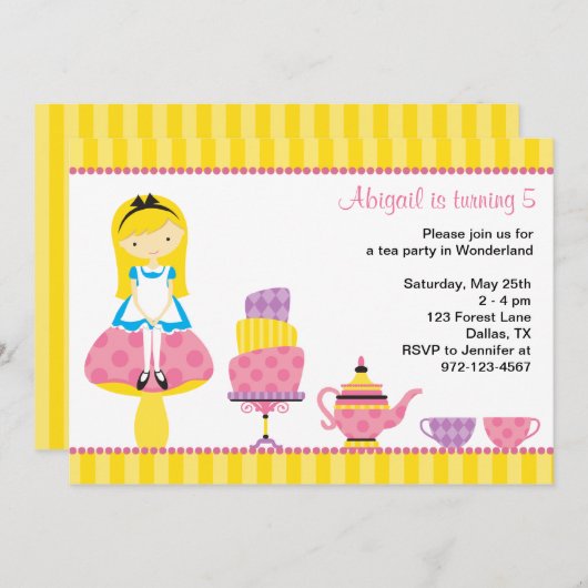 Alice im Wunderland Tea Party Einladungen (Vorne/Hinten)