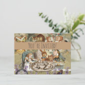 Alice im Wunderland Tea Party Gäste Einladung (Stehend Vorderseite)