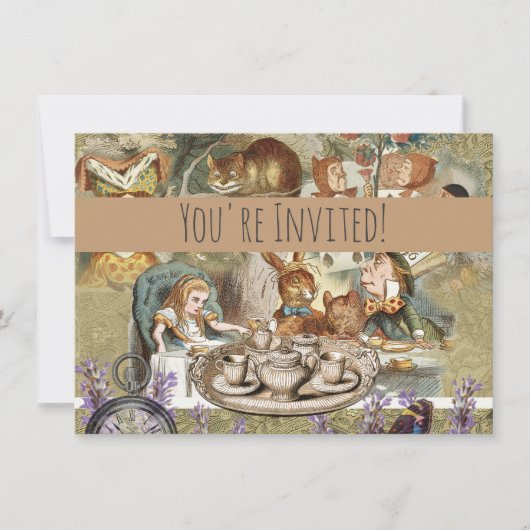 Alice im Wunderland Tea Party Gäste Einladung (Vorderseite)