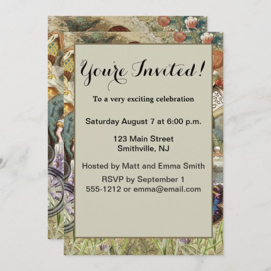 Alice im Wunderland Tea Party Gäste Einladung (Vorne/Hinten)