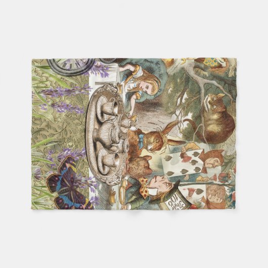 Alice im Wunderland Tea Party Gäste Fleecedecke (Vorderseite (Horizontal))