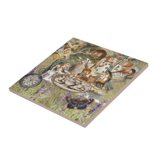 Alice im Wunderland Tea Party Gäste Fliese (Seite)