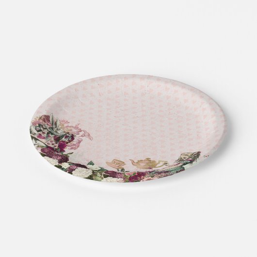 Alice im Wunderland Tea Party Pappteller (Schrägansicht)