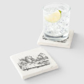 Alice im Wunderland Tea Party Steinuntersetzer (Seitenansicht)