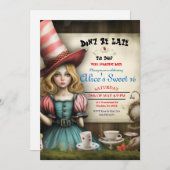 Alice im Wunderland Tea Party Sweet 16 Einladung (Vorne/Hinten)