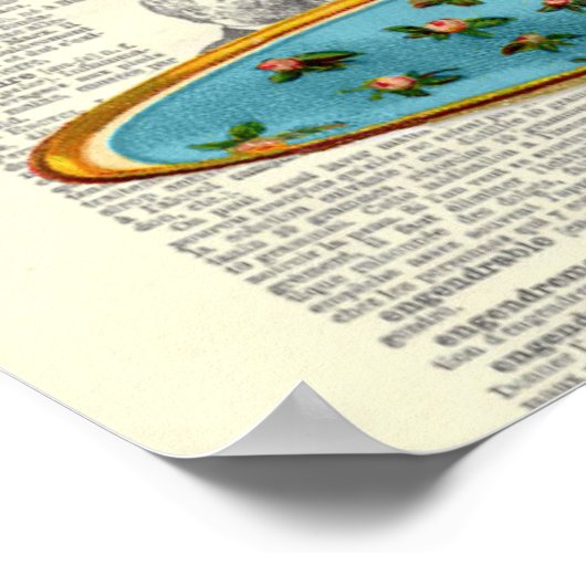 Alice im Wunderland Tea Time Old Dictionary Page Poster (Ecke)