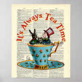 Alice im Wunderland Tea Time Old Dictionary Page Poster (Vorne)