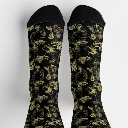 Alice im Wunderland Tee Black Gold Socken (Oben)