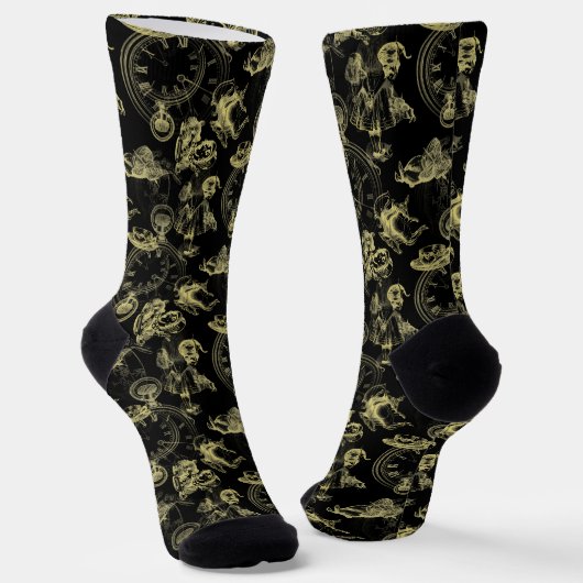 Alice im Wunderland Tee Black Gold Socken (Gewinkelt)