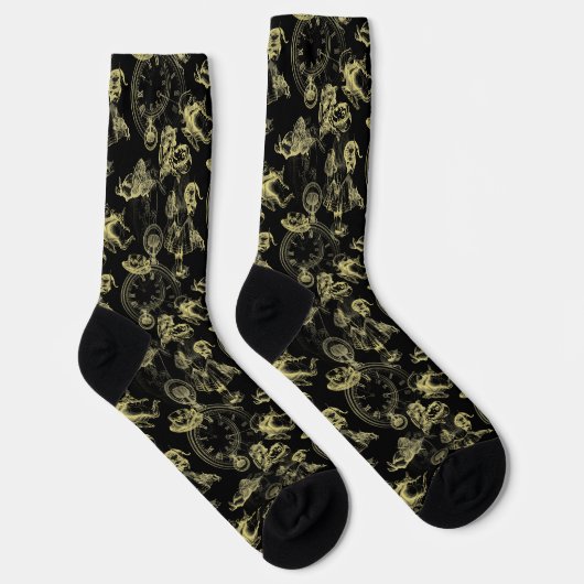 Alice im Wunderland Tee Black Gold Socken (Rechts)