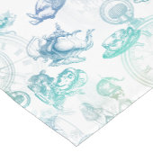 Alice im Wunderland-Tee-blauer grüne Kurzer Tischläufer (Ecke)