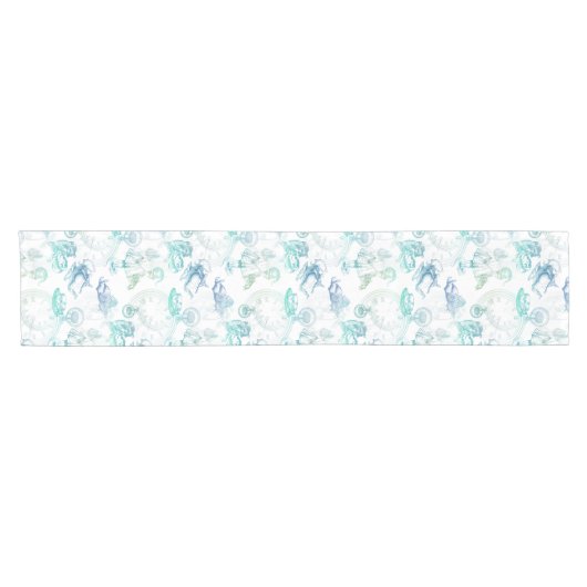 Alice im Wunderland-Tee-blauer grüne Kurzer Tischläufer (Horizontal)