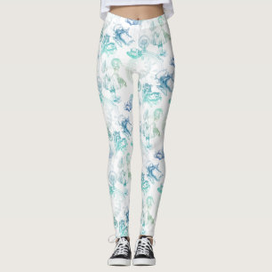 Alice im Wunderland-Tee-blaues Grün-Leggings Leggings