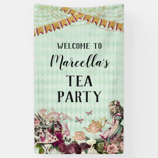 Alice im Wunderland Tee-Party-Banner Banner (Vertikal)
