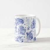 Alice im Wunderland Tee Party Blue Toile Quotes Kaffeetasse (VorderseiteRechts)