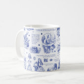 Alice im Wunderland Tee Party Blue Toile Quotes Kaffeetasse (Vorderseite Links)